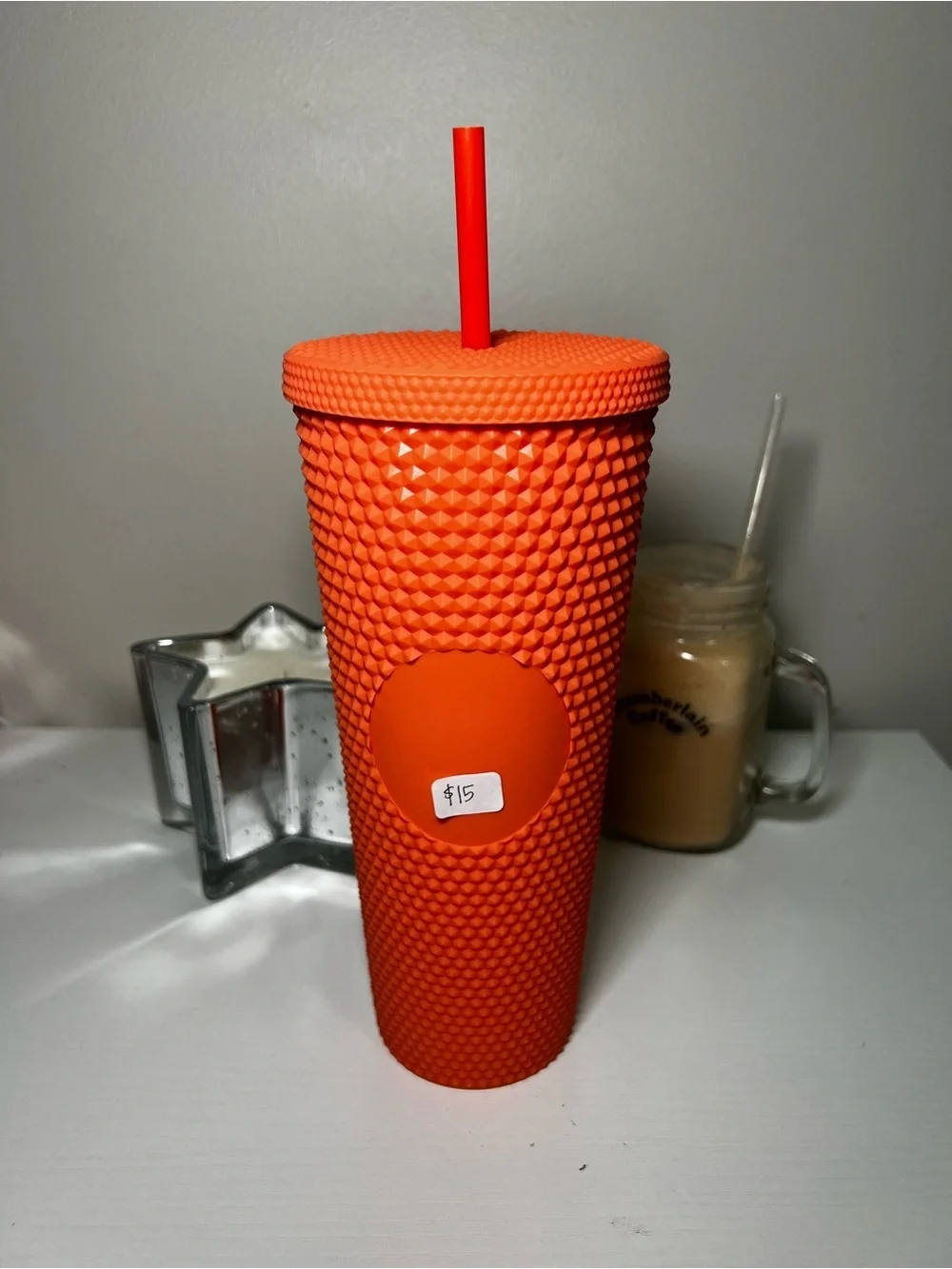 Textured Coral Studded Tumbler with Straw